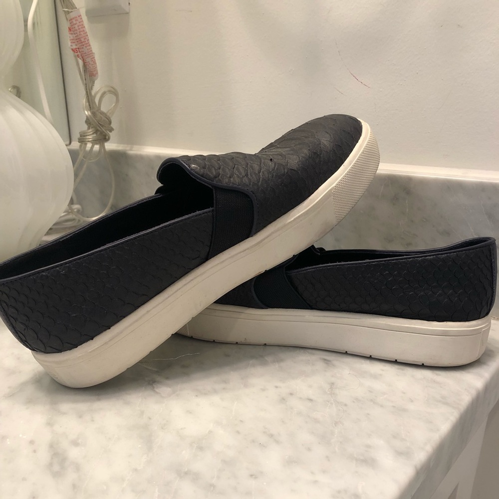 Vince Navy Snakeskin Slip-on Sneakers